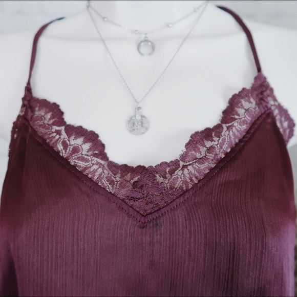 Maroon Intimate Lingerie Lace Cropped Tank Top - Picture 2 of 5